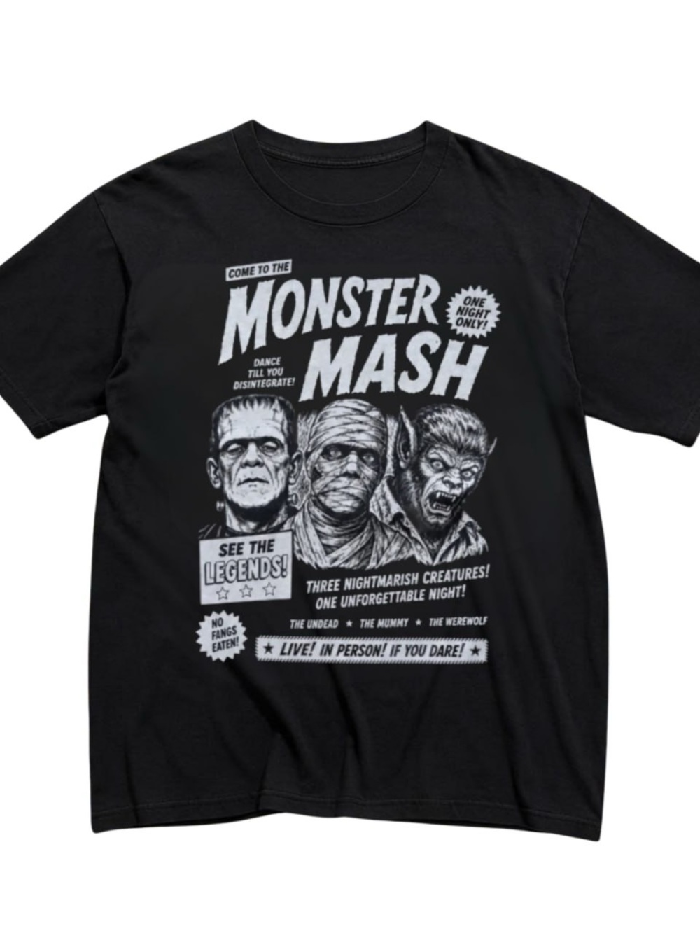 Black Monster Mash Graphic Tee, Horror shirt